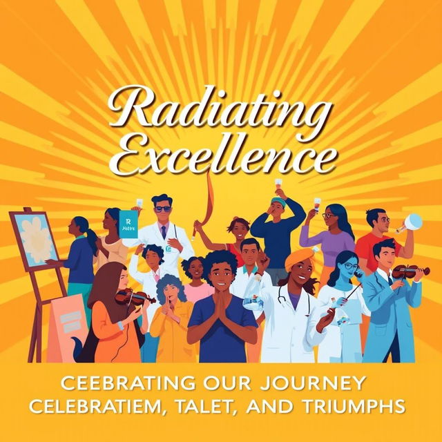 A vibrant and inspiring poster design celebrating the theme of 'Radiating Excellence'