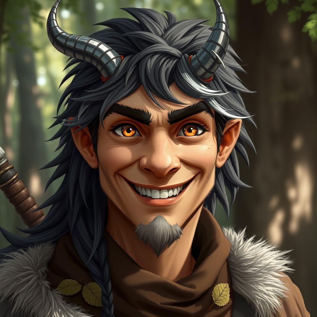 A friendly portrait of a half-human, half-longtooth shifter, inspired by the Dungeons and Dragons 4th Edition ranger class