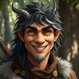 A friendly portrait of a half-human, half-longtooth shifter, inspired by the Dungeons and Dragons 4th Edition ranger class