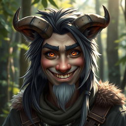 A friendly portrait of a half-human, half-longtooth shifter, inspired by the Dungeons and Dragons 4th Edition ranger class