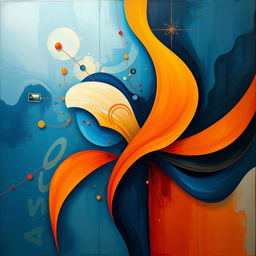 A thought-provoking realistic modern art piece that blends abstract shapes and vivid colors to convey themes of connection and isolation in the digital age