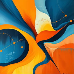 A thought-provoking realistic modern art piece that blends abstract shapes and vivid colors to convey themes of connection and isolation in the digital age