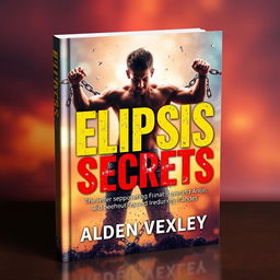 A vibrant and realistic book cover design for "Elipsis Secrets" by Alden Vexley, featuring a central figure breaking free from chains, encapsulating themes of transformation and empowerment