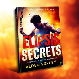 A vibrant and realistic book cover design for "Elipsis Secrets" by Alden Vexley, featuring a central figure breaking free from chains, encapsulating themes of transformation and empowerment