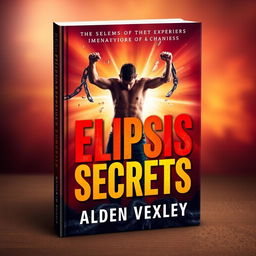 A vibrant and realistic book cover design for "Elipsis Secrets" by Alden Vexley, featuring a central figure breaking free from chains, encapsulating themes of transformation and empowerment