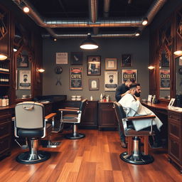 A cozy and stylish men's barber shop named 'Aboud Salon for Hairdressing'