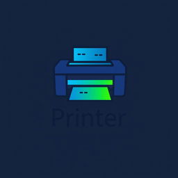 A modern and sleek logo for a printer company, featuring a stylized printer icon that symbolizes efficiency and precision