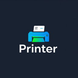 A modern and sleek logo for a printer company, featuring a stylized printer icon that symbolizes efficiency and precision