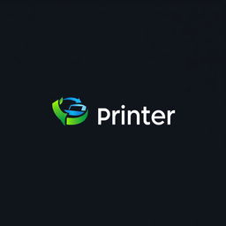 A modern and sleek logo for a printer company, featuring a stylized printer icon that symbolizes efficiency and precision