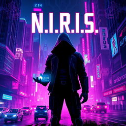 A striking book cover inspired by the cyberpunk aesthetic of 'Neuromancer'