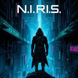 A captivating book cover for a science fiction novel, drawing inspiration from the iconic cover of 'Neuromancer'