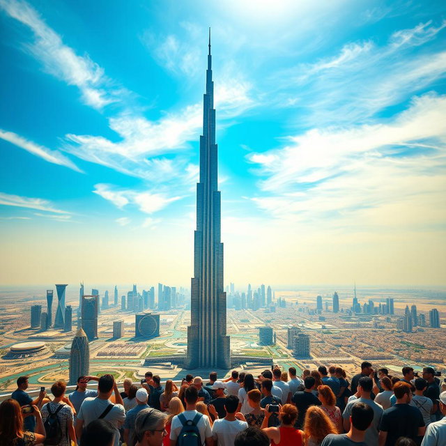 A breathtaking view from the Burj Khalifa, showcasing the stunning skyline of Dubai