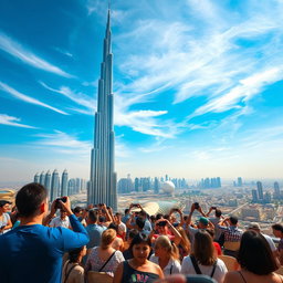 A breathtaking view from the Burj Khalifa, showcasing the stunning skyline of Dubai