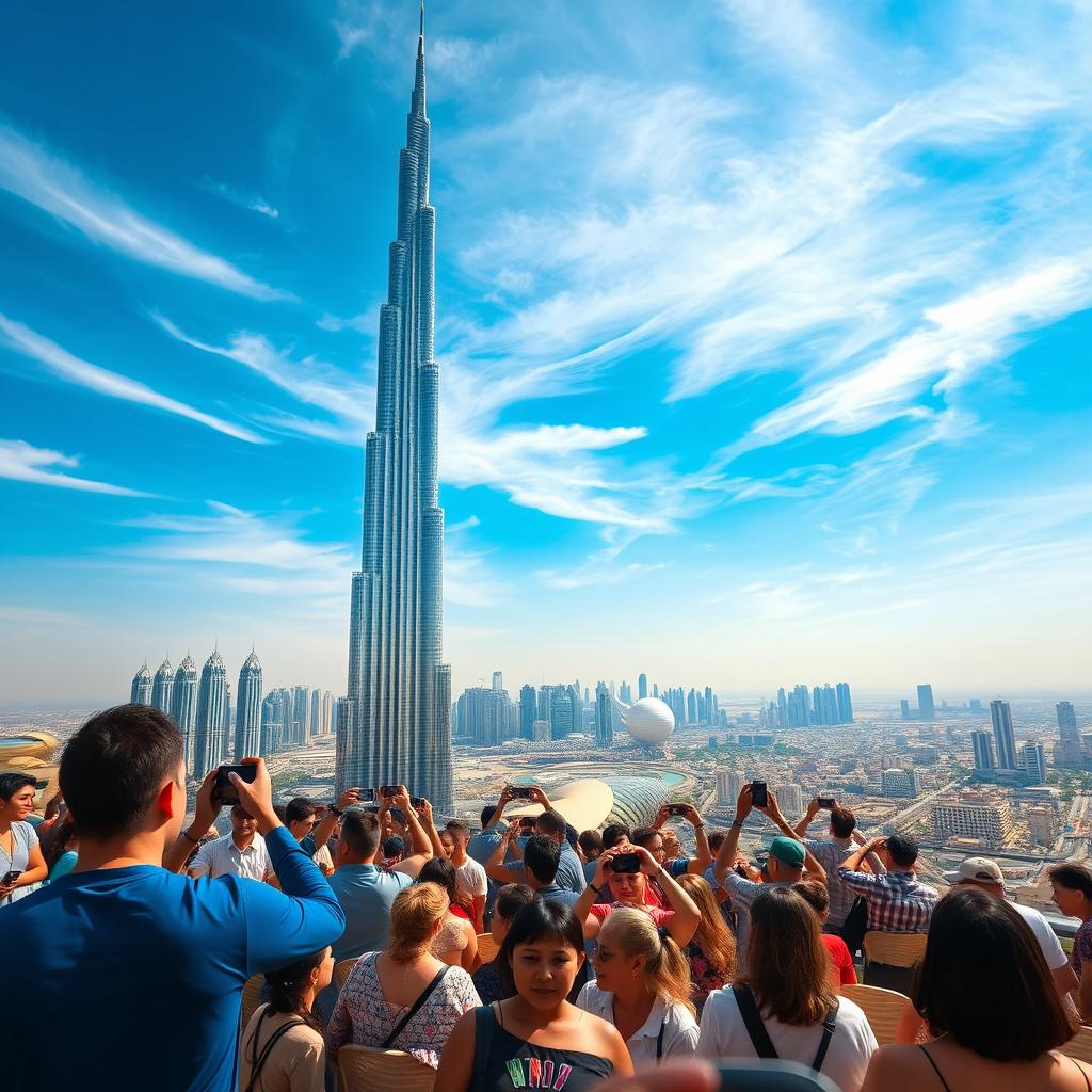 A breathtaking view from the Burj Khalifa, showcasing the stunning skyline of Dubai