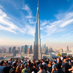 A breathtaking view from the Burj Khalifa, showcasing the stunning skyline of Dubai
