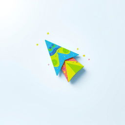 A creative interpretation of a computer mouse pointer, designed as a vibrant and whimsical arrow