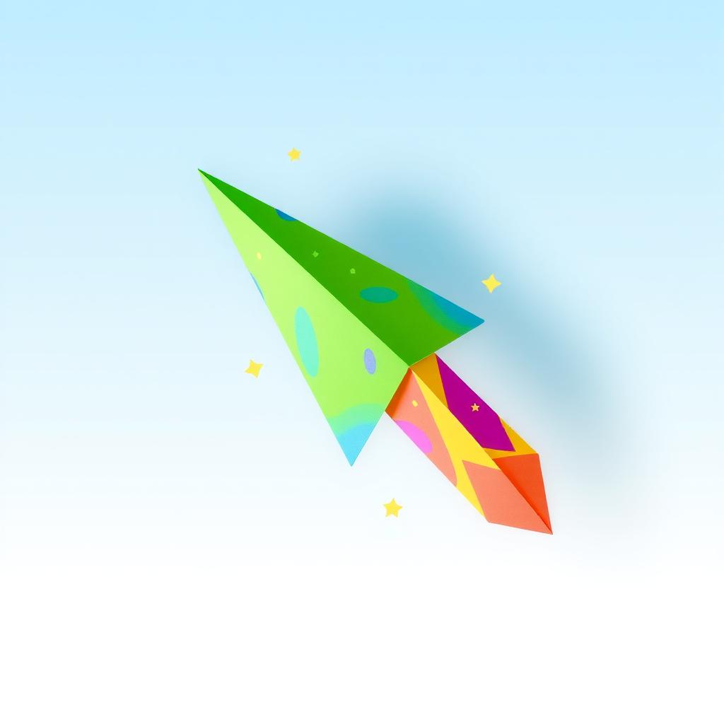 A creative interpretation of a computer mouse pointer, designed as a vibrant and whimsical arrow