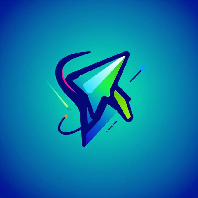 A creative logo design featuring a stylized mouse pointer, seamlessly integrated with abstract shapes and vibrant colors