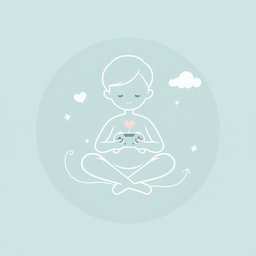 A serene and gentle symbol representing a calm, kind boy who loves to play games