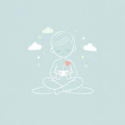 A serene and gentle symbol representing a calm, kind boy who loves to play games