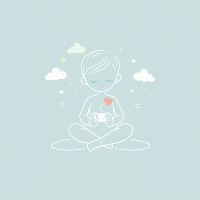 A serene and gentle symbol representing a calm, kind boy who loves to play games