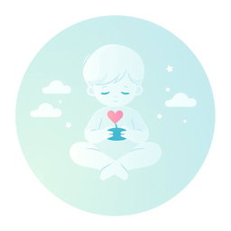 A serene and gentle symbol representing a calm, kind boy who loves to play games
