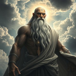 A majestic Cloud Goliath sorcerer, towering in stature, with a powerful presence