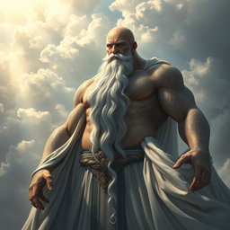 A majestic Cloud Goliath sorcerer, towering in stature, with a powerful presence