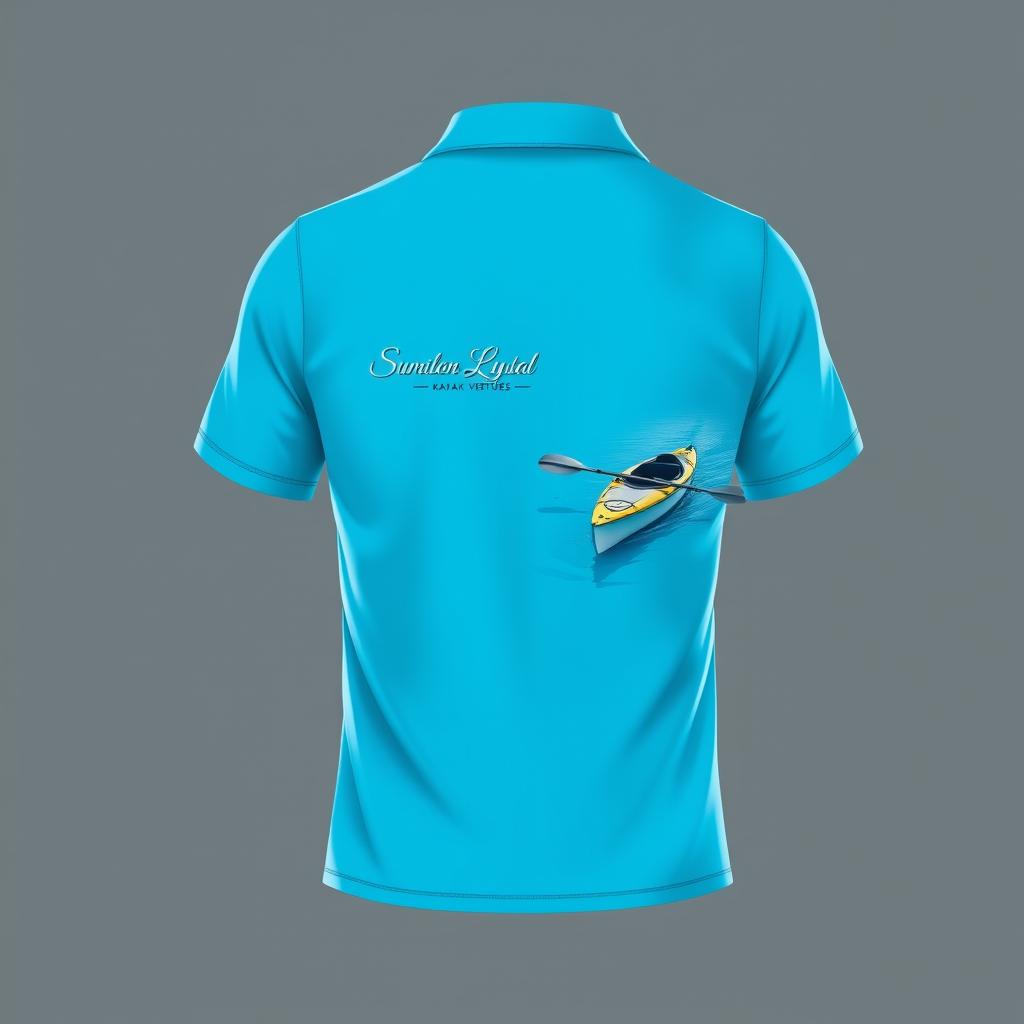 A realistic design of a polo shirt specifically for 'Sumilon Crystal Kayak Ventures'
