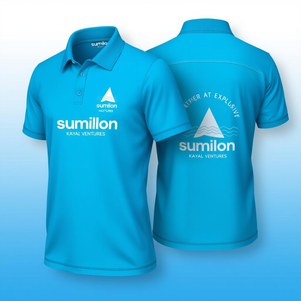 A realistic mockup of a polo shirt designed exclusively for 'Sumilon Crystal Kayak Ventures'