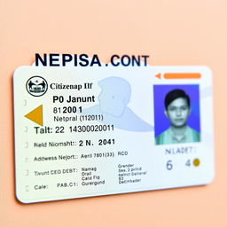 A detailed, visually authentic citizenship ID card for a Nepali citizen, prominently displaying 'Nepal' at the top