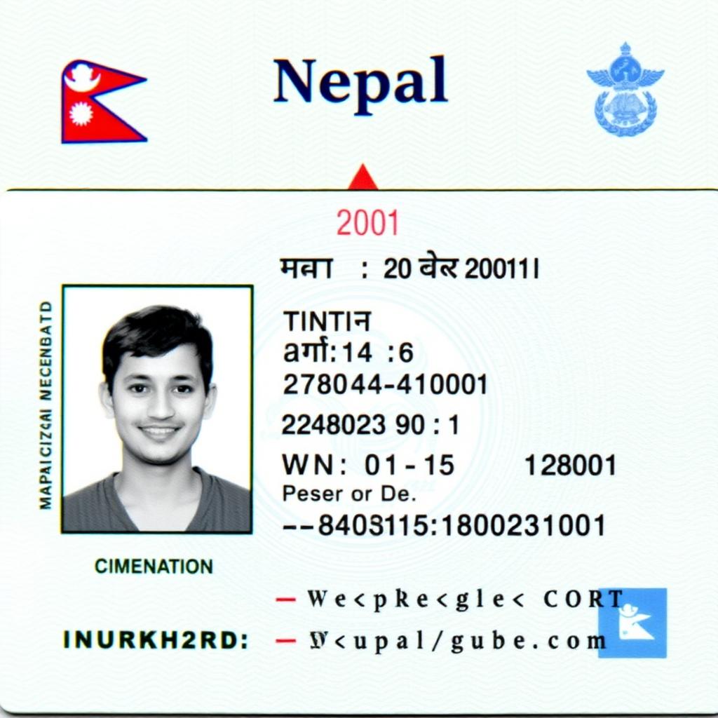 A detailed, visually authentic citizenship ID card for a Nepali citizen, prominently displaying 'Nepal' at the top