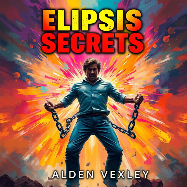 A realistic and vibrant digital artwork featuring a person breaking free from chains in the center of the image