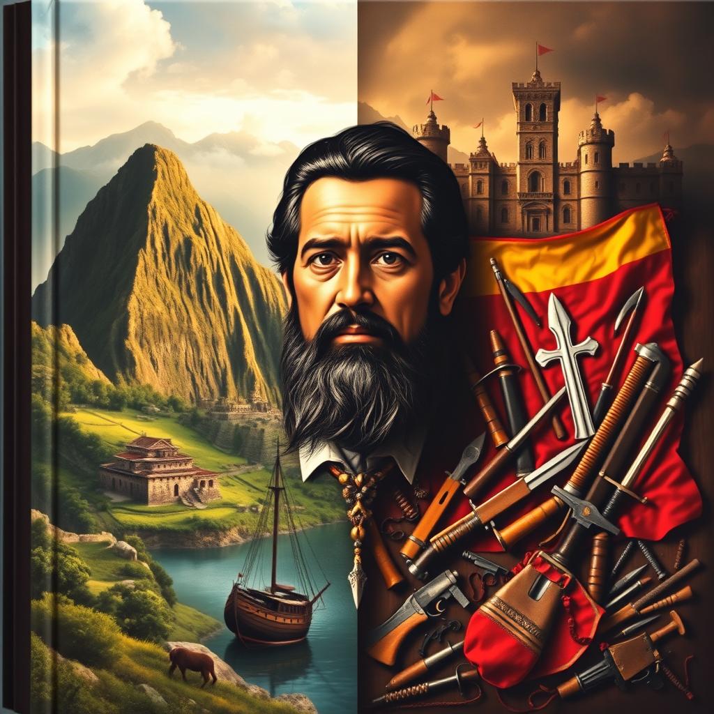 An evocative book cover featuring a central portrait of Felipe Guamán Poma, representing his mestizo heritage between Spanish and Incan backgrounds