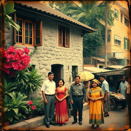 An old photograph inspired by the 1930s Philippines, featuring warm and vibrant colors