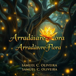 A fantasy book cover design for 'Arradárvore-Flora' by Samuel C