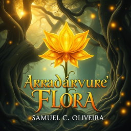A fantasy book cover design for 'Arradárvore-Flora' by Samuel C