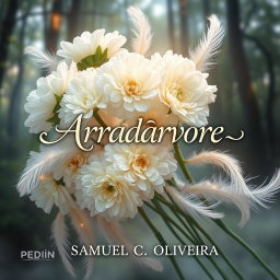 A fantasy book cover design for 'Arradárvore - Cravos & Penas' by Samuel C