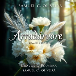 A fantasy book cover design for 'Arradárvore - Cravos & Penas' by Samuel C