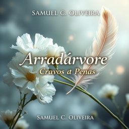 A fantasy book cover design for 'Arradárvore - Cravos & Penas' by Samuel C