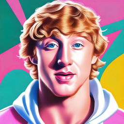 A high-quality digital art portrait of Logan Paul