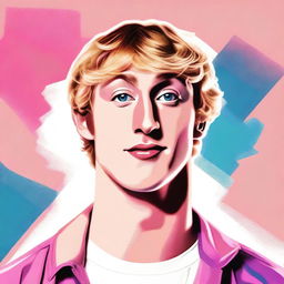 A high-quality digital art portrait of Logan Paul