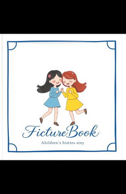 A cute aesthetic book cover featuring two female friends in a colorful cartoon style illustration, perfectly suited for a children's picture book