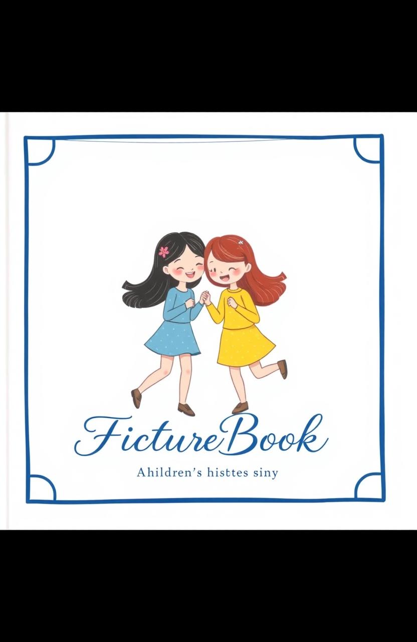 A cute aesthetic book cover featuring two female friends in a colorful cartoon style illustration, perfectly suited for a children's picture book