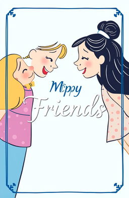 A cute aesthetic book cover featuring two female friends in a colorful cartoon style illustration, perfectly suited for a children's picture book