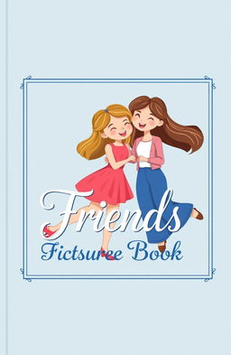 A cute aesthetic book cover featuring two female friends in a colorful cartoon style illustration, perfectly suited for a children's picture book