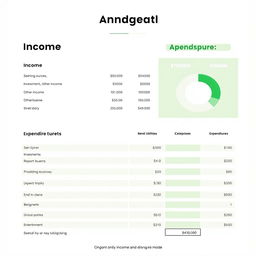 An income and expenditure budget sheet designed for clear visibility and understanding