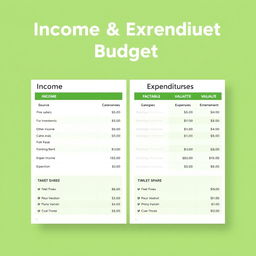 An income and expenditure budget sheet designed for clear visibility and understanding