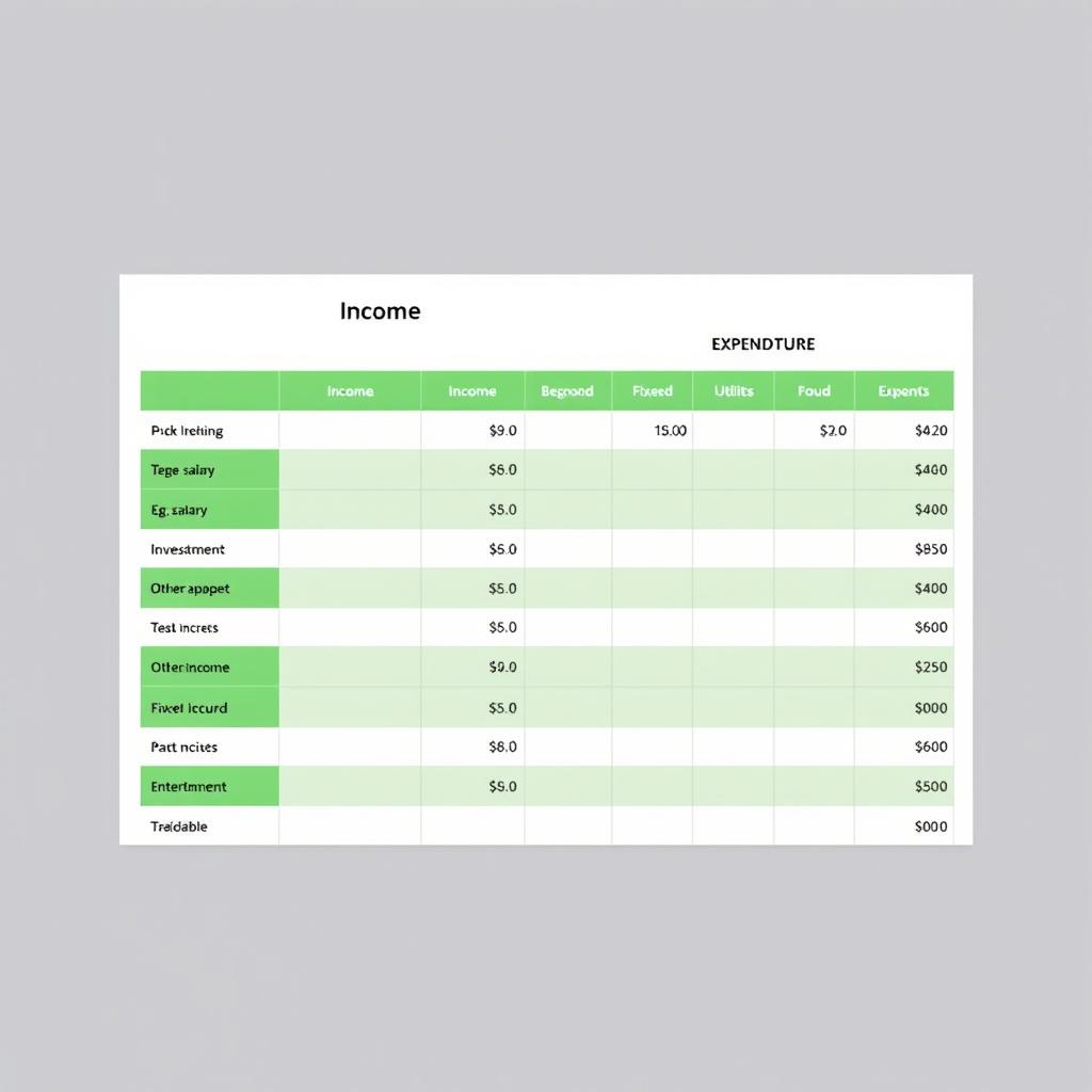 An income and expenditure budget sheet designed for clear visibility and understanding