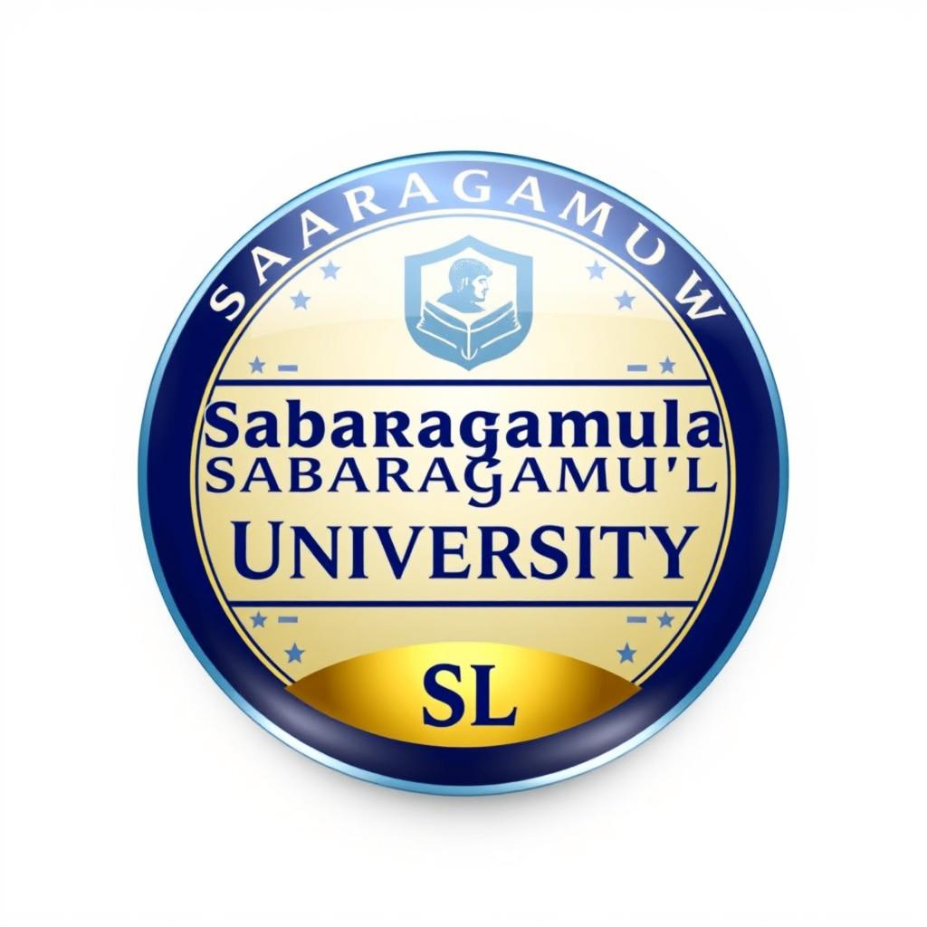 A stylish badge design featuring the words 'Sabaragamuwa University SL'